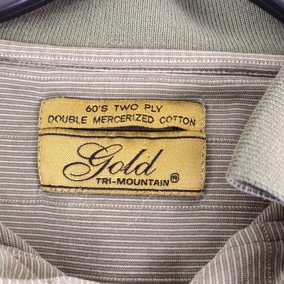 Gold Tri Mountain 60's 2 Ply DBL Mercerized-Cotton Polo  Pinstripe Shirt 2XL - Picture 8 of 14